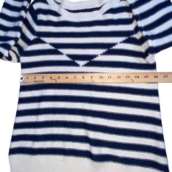 American Eagle Wool Blend Navy Cream Striped Sweater - Women’s Medium - Picture 3 of 15